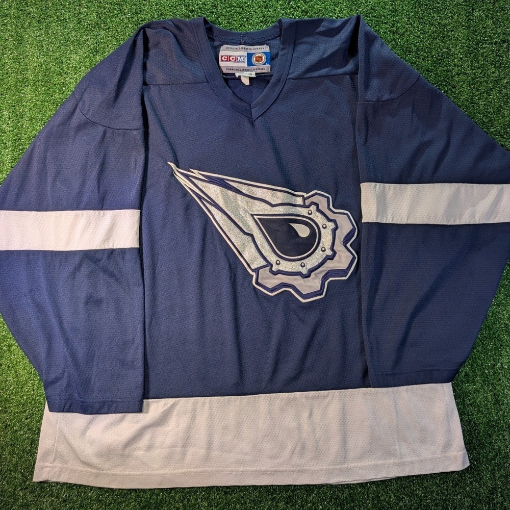 Vintage Edmonton Oilers CCM NHL Jersey Oil Drop Logo Navy XL